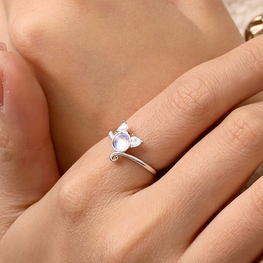 Gnoce Cat Moonstone Band Ring_5