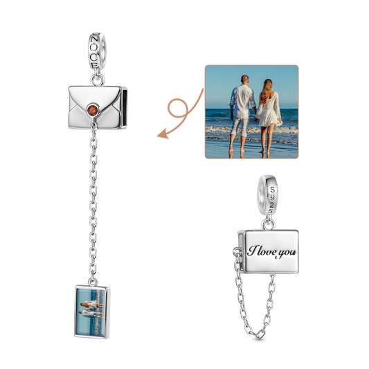 Gnoce Personalized Photo Secret Love Envelope Pendant Dangle Charm_1