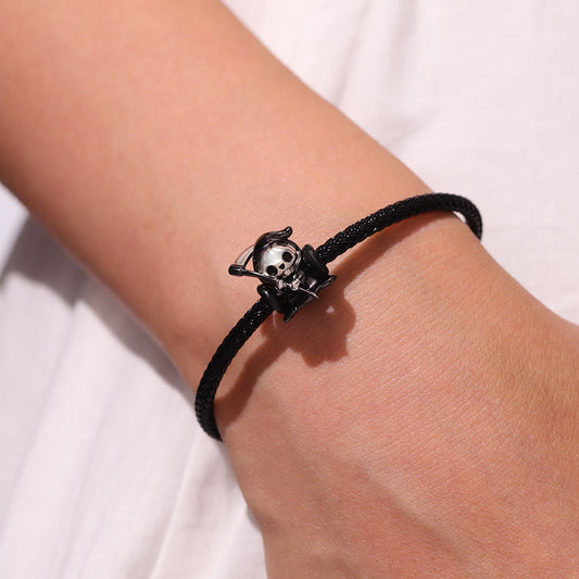 Gnoce Black Round Snap Basic Bracelet with 2 Pieces of Stoppers_5