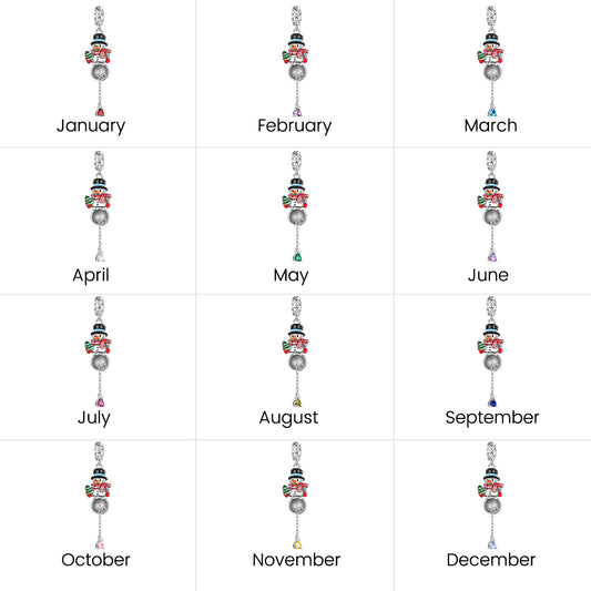 Gnoce Openable Christmas Snowman Birthstone Pendant Dangle Charm_8
