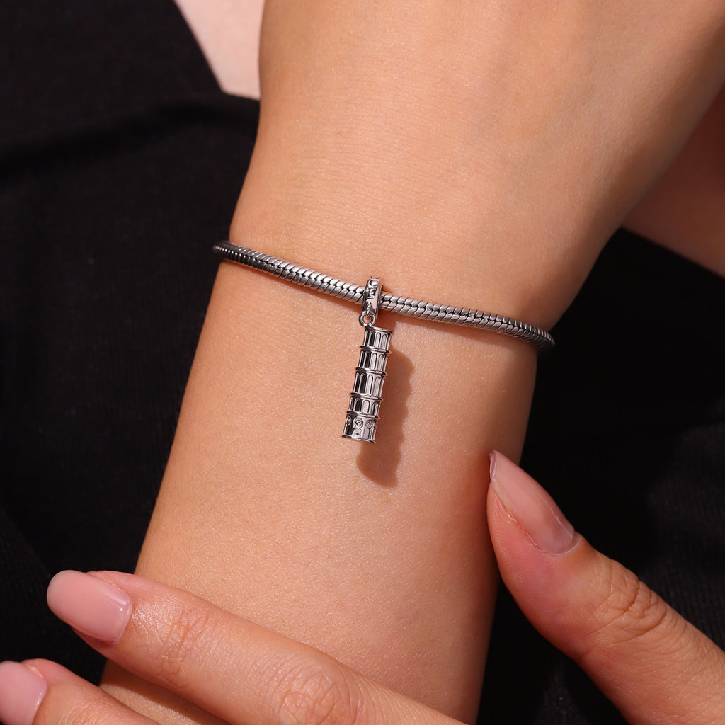 Gnoce Leaning Tower of Pisa Charm Platinum-plated Silver Blend_6