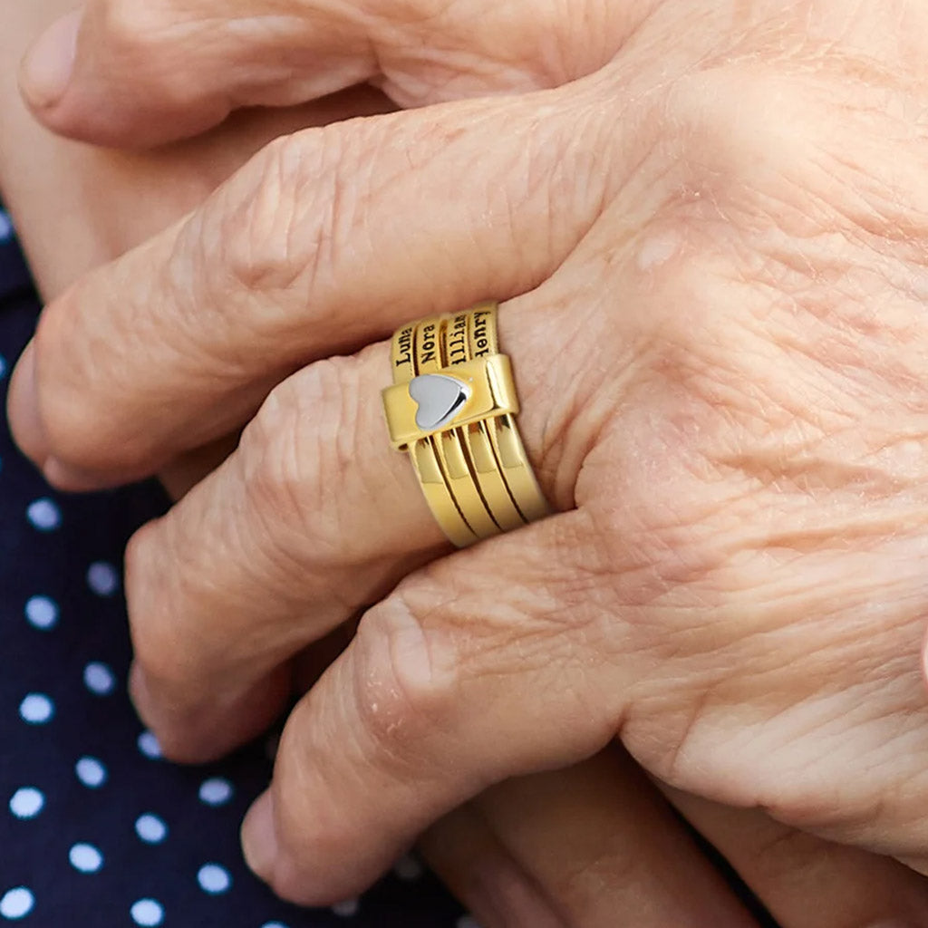 Gnoce Personalized Engraved Heart Stacking Rings_4