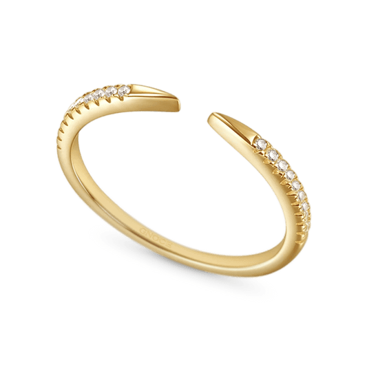 Gnoce 14K/10K Solid Gold Moissanite Open Cuff Claw Ring_2