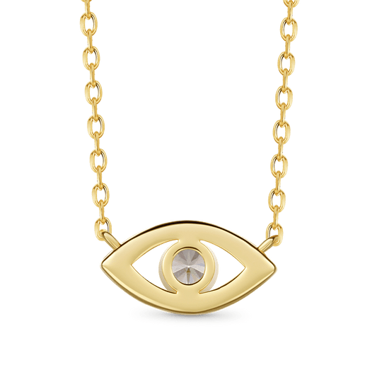 Gnoce 14K/10K Solid Gold Moissanite Evil Eye Necklace_2