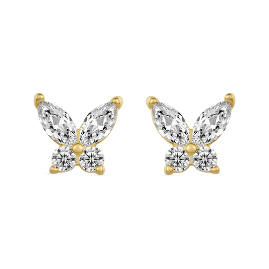 Gnoce 14K/10K Solid Gold Moissanite Butterfly Stud Earrings_2