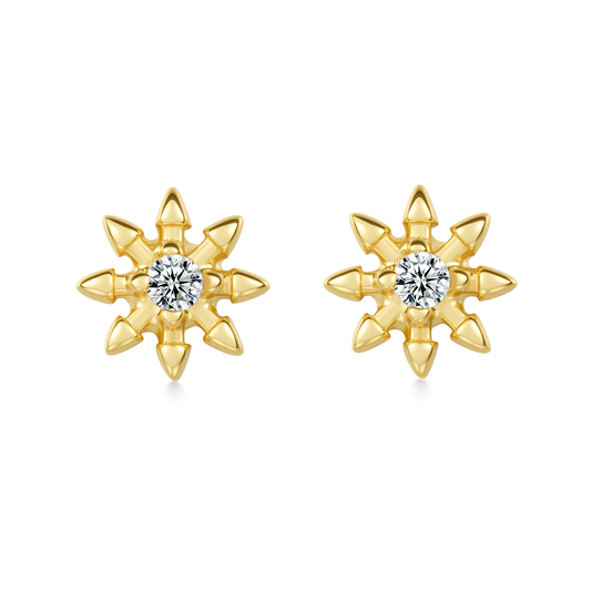 Gnoce 14K/10K Solid Gold Moissanite Spiked Star Stud Earrings_2
