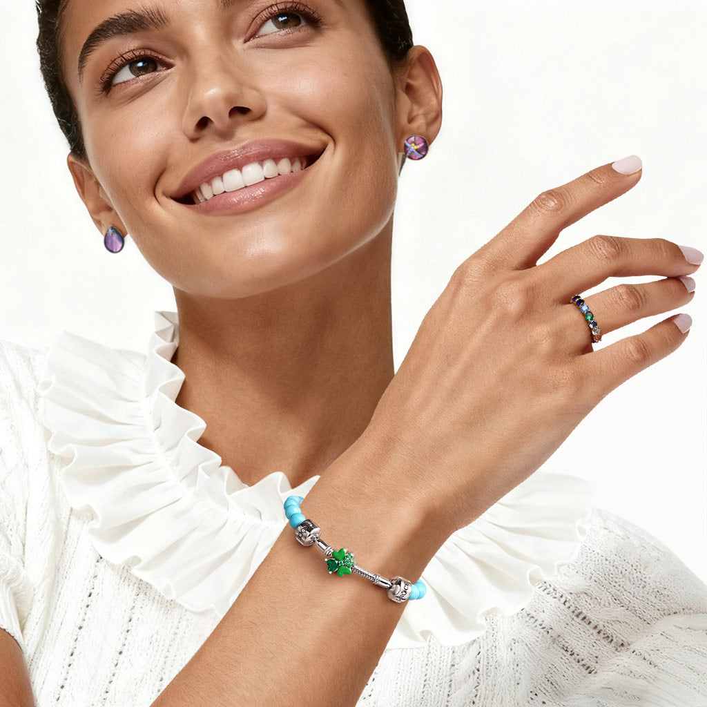 Gnoce Adjustable Natural Turquoise Gemstone Basic Bracelet_4