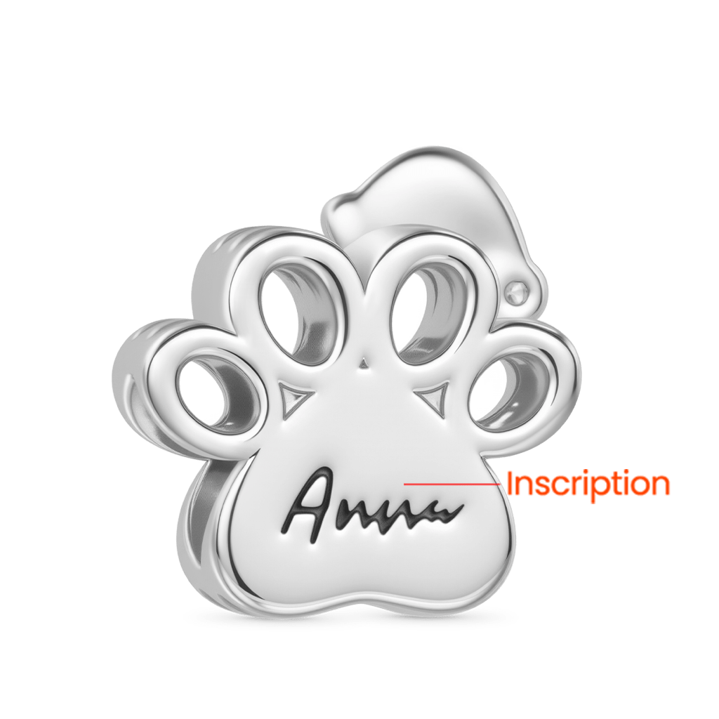 Gnoce Christmas Pet Paw Engravable Charm Platinum-plated Silver Blend_5