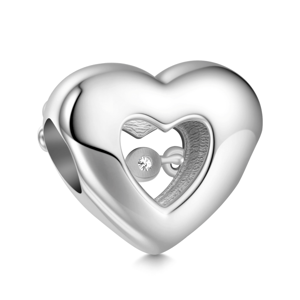 Gnoce Glow-in-the-Dark Beating Heart Birthstone Charm Platinum-plated Silver Blend_6