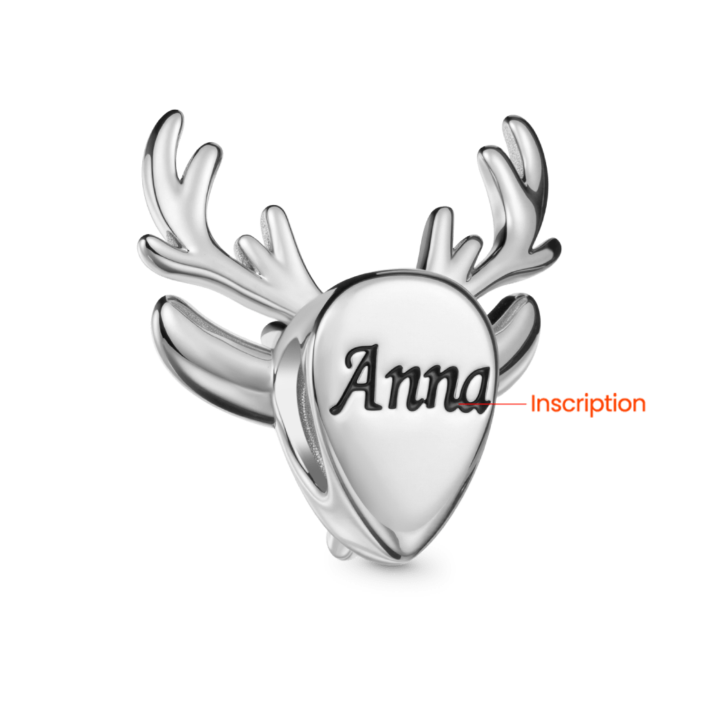 Gnoce Christmas Elk Birthstone Engravable Charm Platinum-plated Silver Blend_5