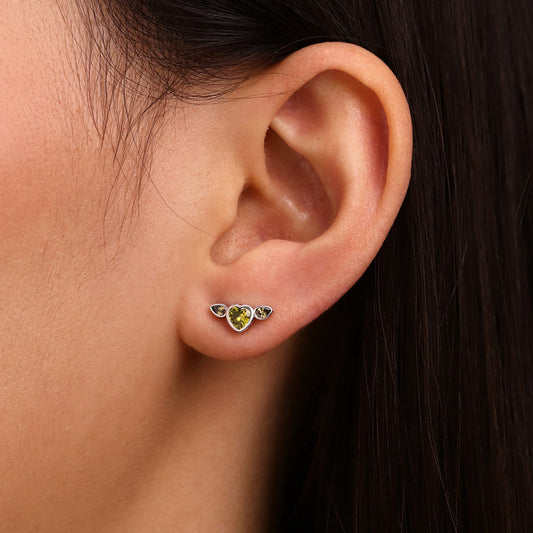 Gnoce Shinning Little Elf Three-stone Stud Earrings_2