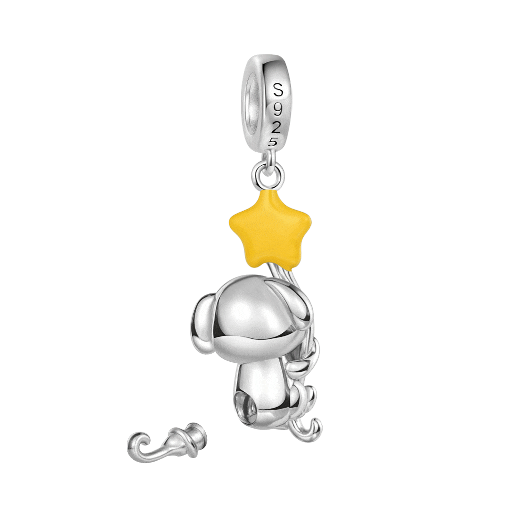 Gnoce Dog Memorial Urn Ashes Glow-in-the-Dark Charm Platinum-plated Silver Blend_6