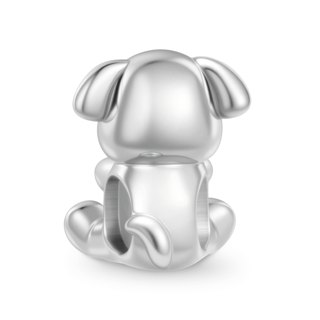 Gnoce Dog Holding Ball Charm Platinum-plated Silver Blend_5