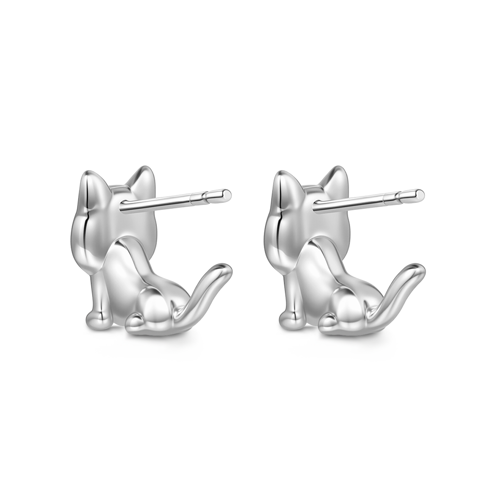 Gnoce Grumpy Cat Stud Earrings Platinum-plated Silver Blend_4