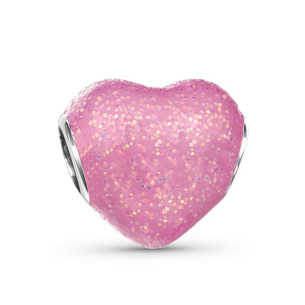 Gnoce Glitter Pink Enamels Engravable Charm Platinum-plated Silver Blend_6
