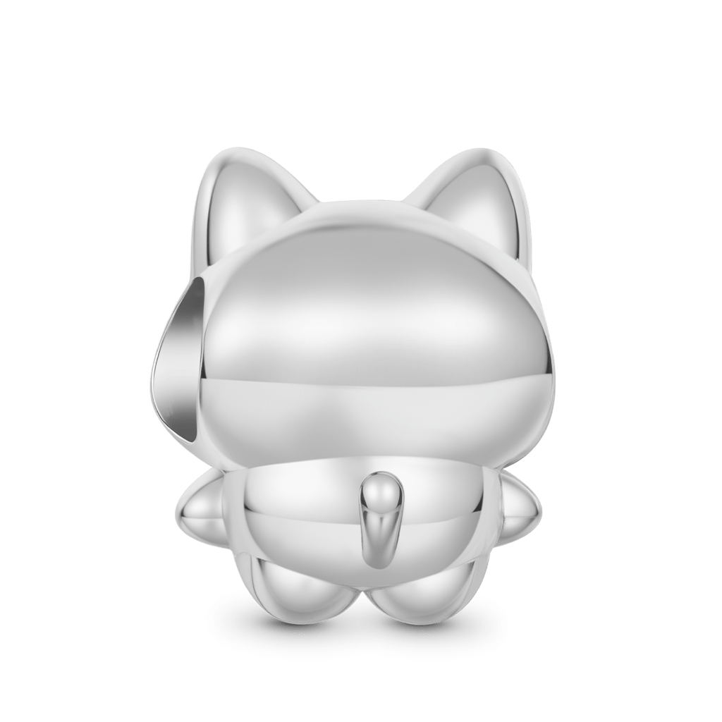 Gnoce Cat Wearing Bib Charm Platinum-plated Silver Blend_5