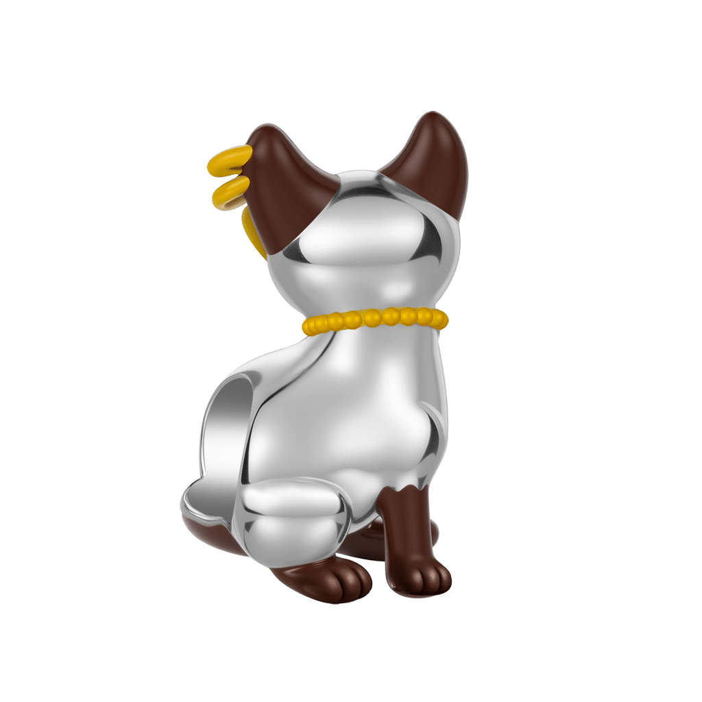 Gnoce Siamese Cat Charm Platinum-plated Silver Blend_5