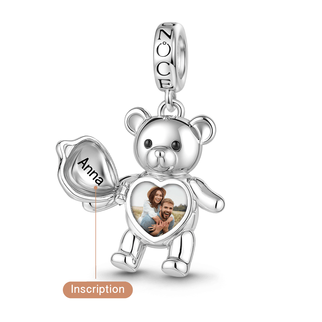 Gnoce Personalize Photo Engravable Bear Pendant Dangle Charm_4