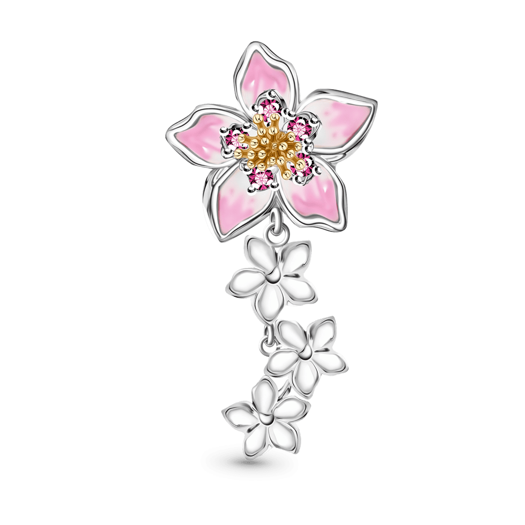 Gnoce Flower Mom with Babies Charm Platinum-plated Silver Blend_6