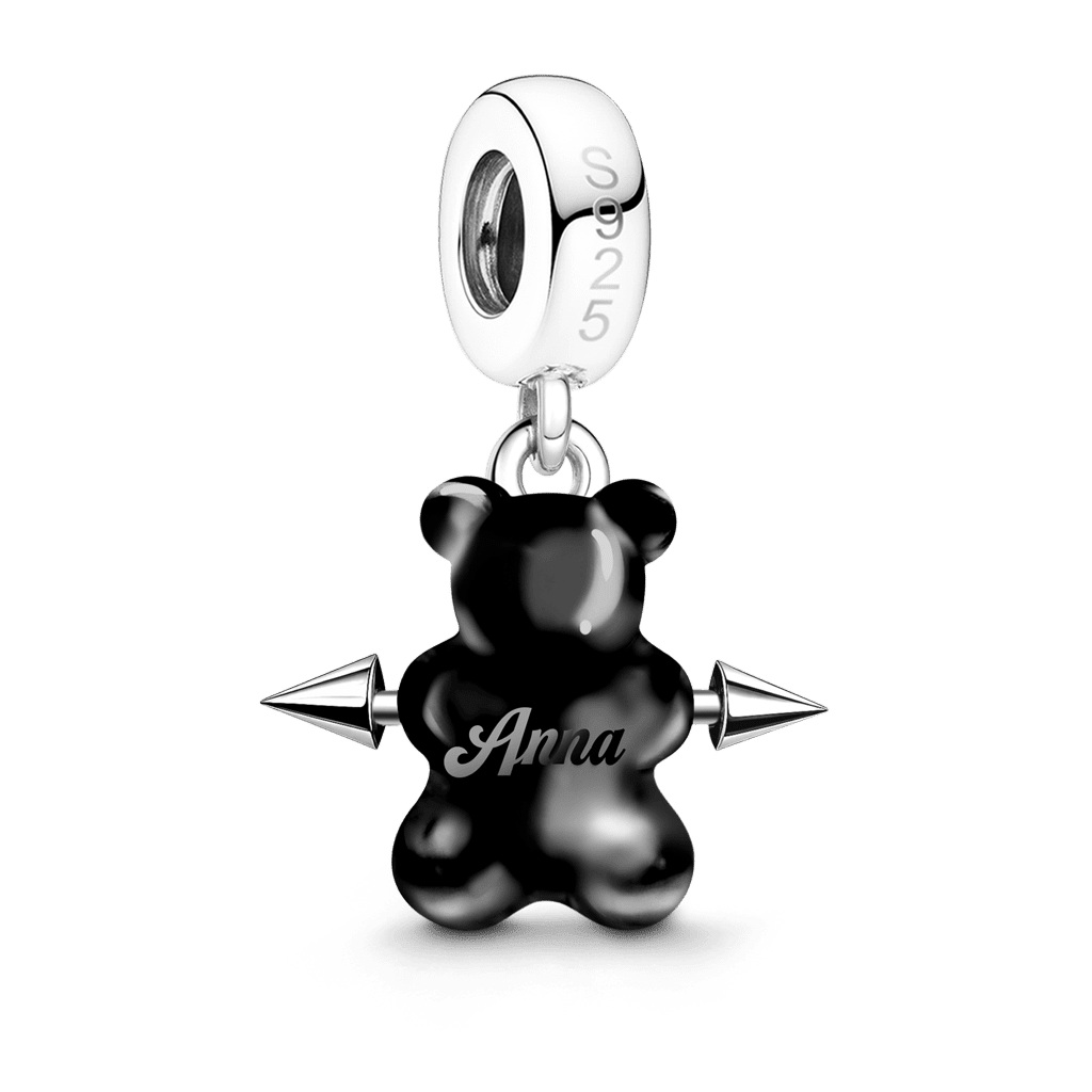 Gnoce Punk Bear Stud Engravable Pendant Dangle Charm_5