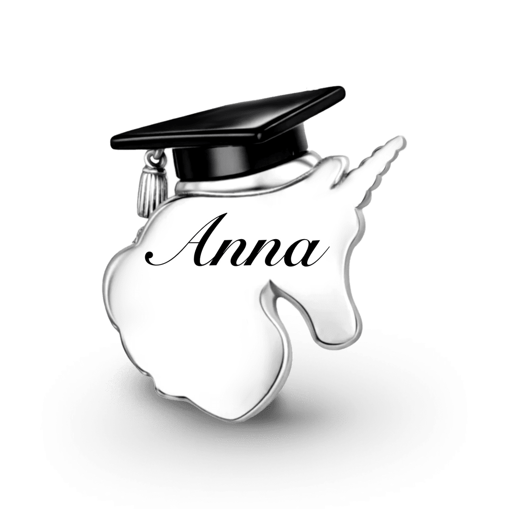 Gnoce Engravable Unicorn Graduation Cap Charm_6