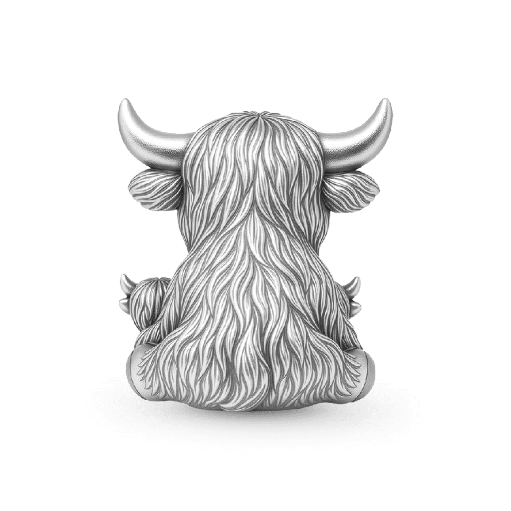 Gnoce Highland Cow Embraces Three Babies Charm Platinum-plated Silver Blend_6