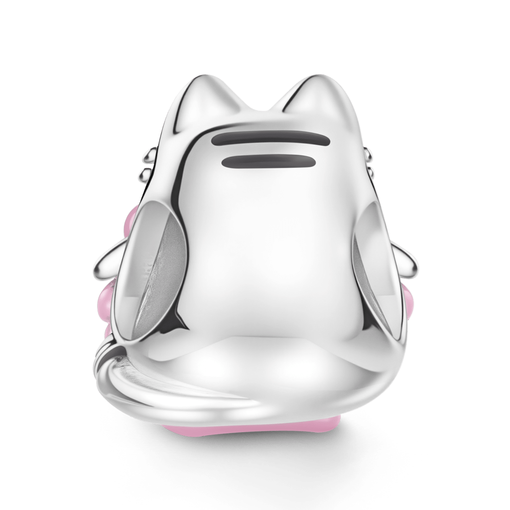 Gnoce Cat Knitting a Sweater Charm Platinum-plated Silver Blend_5