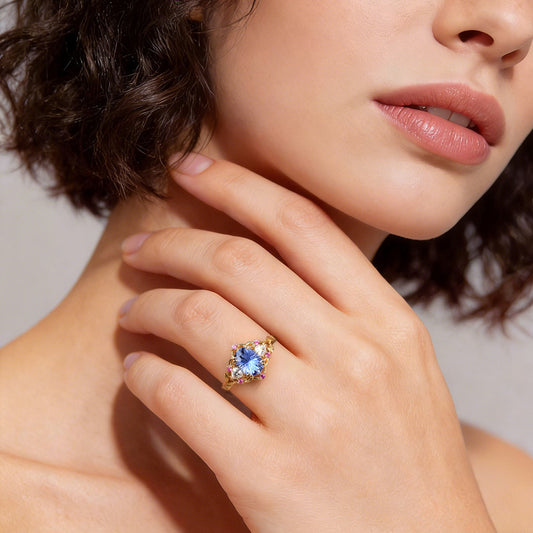 Gnoce Nature-Inspired Leaf & Floral Oval-Cut Engagement Ring_2