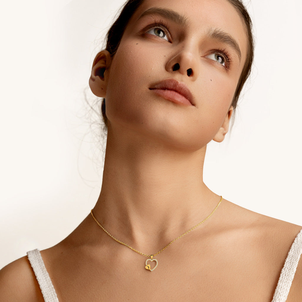 Gnoce Custom Initial Heart Necklace with Birthstone_6