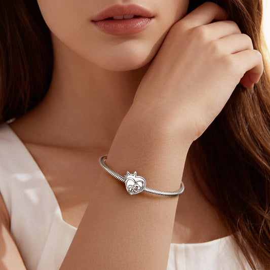 Gnoce Cat Mother & Baby Engravable Charm_2