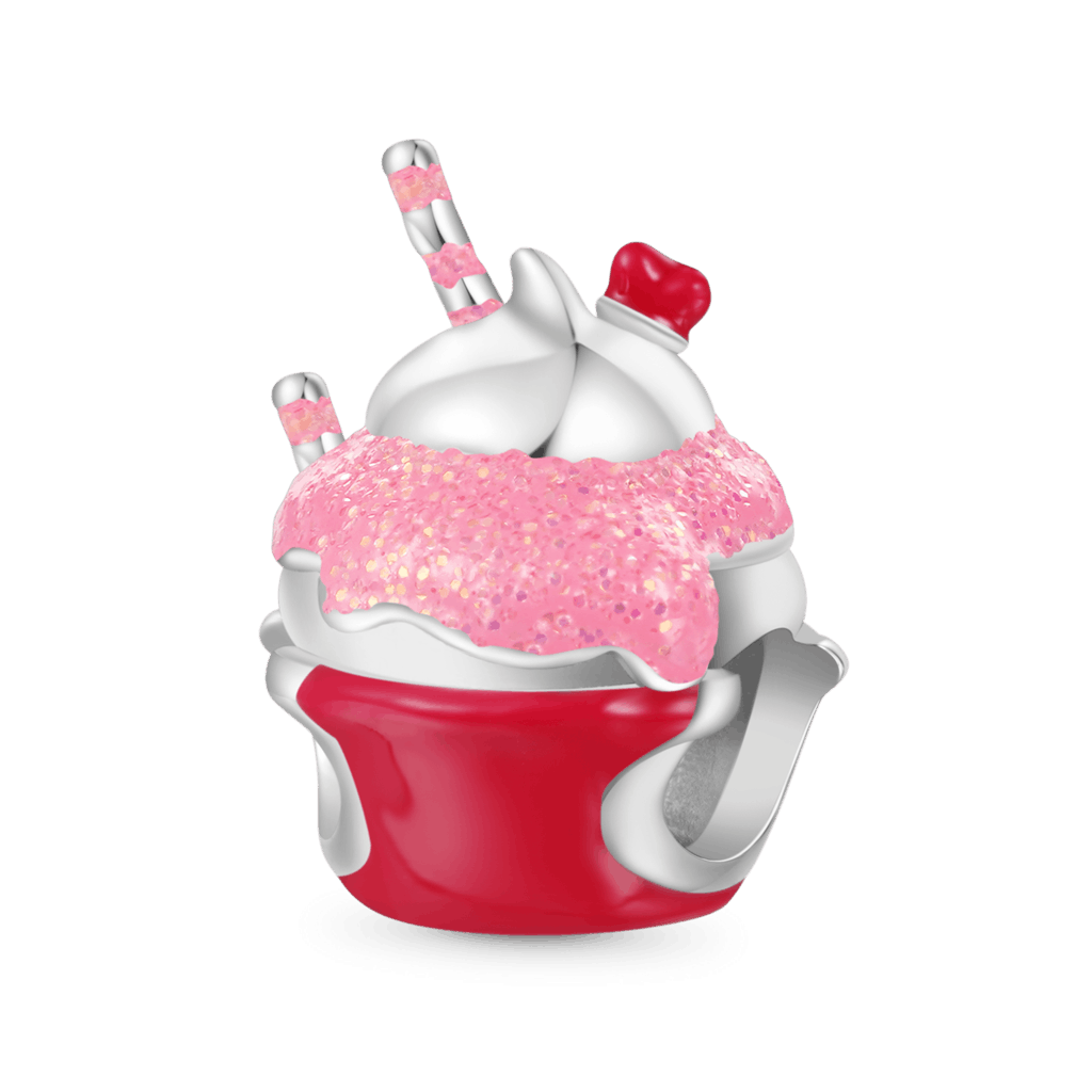Gnoce Mini Cake Dessert Charm Platinum-plated Silver Blend_5