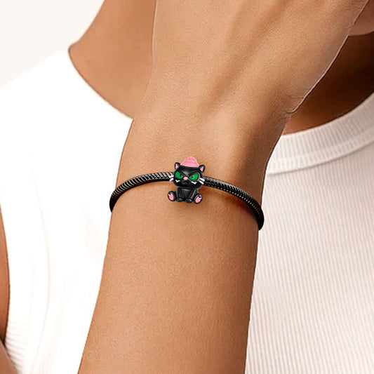 Gnoce Black Cat Charm Platinum-plated Silver Blend_3