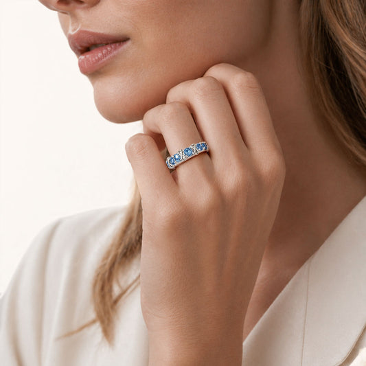 Gnoce Infinity Symbol Round-cut Birthstone Engravable Ring Platinum-plated Silver Blend_2