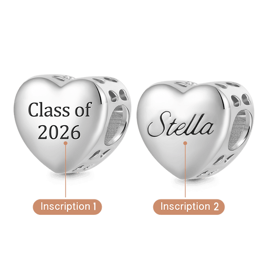 Gnoce Graduation Engravable Heart Charm Platinum-plated Silver Blend_4