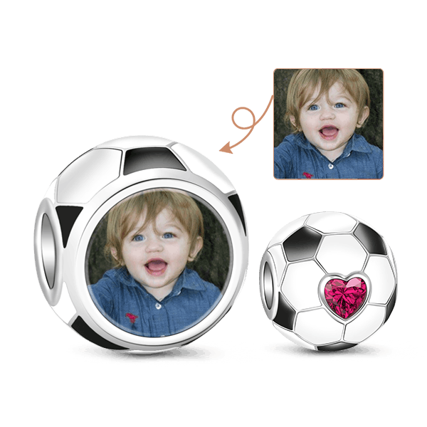Gnoce "I Love World Cup" 925 Sterling Silver Soccer Photo Charm Design Your Love to Word Cup_1