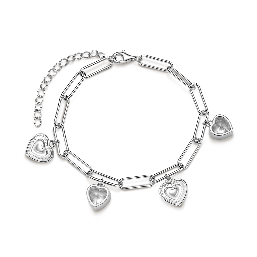 Gnoce Heart Engravable Chain Bracelet Platinum-plated Silver Blend_4