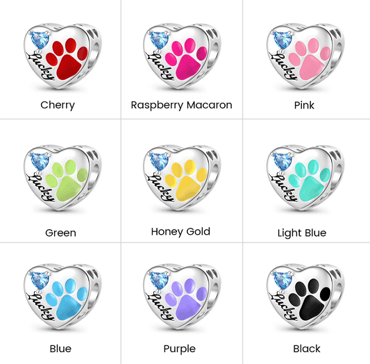 Gnoce Loving Pet Paw Photo Charm Platinum-plated Silver Blend_4