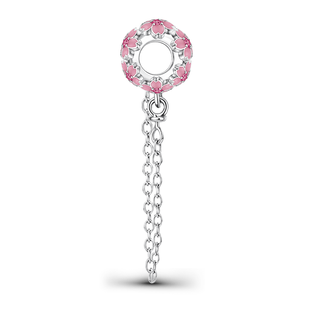 Gnoce Cherry Blossom Safety Chain Charm Platinum-plated Silver Blend_5