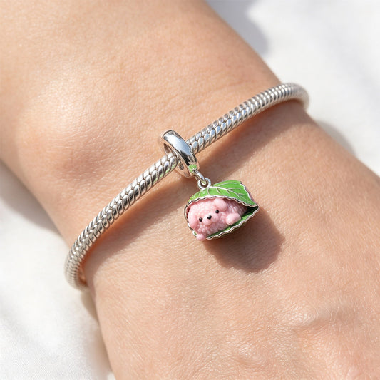 Gnoce Japanese Wagashi Sakura Mochi Charm Platinum-plated Silver Blend_2