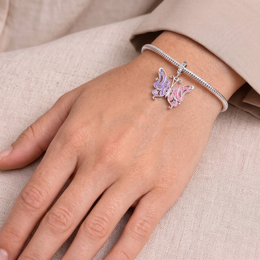 Gnoce Dream Big Butterfly Clasp Dangle Charm Platinum-plated Silver Blend_2