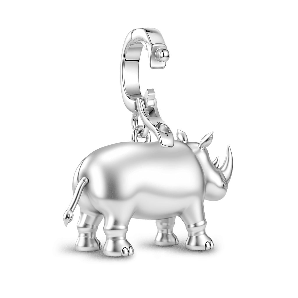 Gnoce Stand Strong Rhino Clasp Dangle Charm Platinum-plated Silver Blend_6