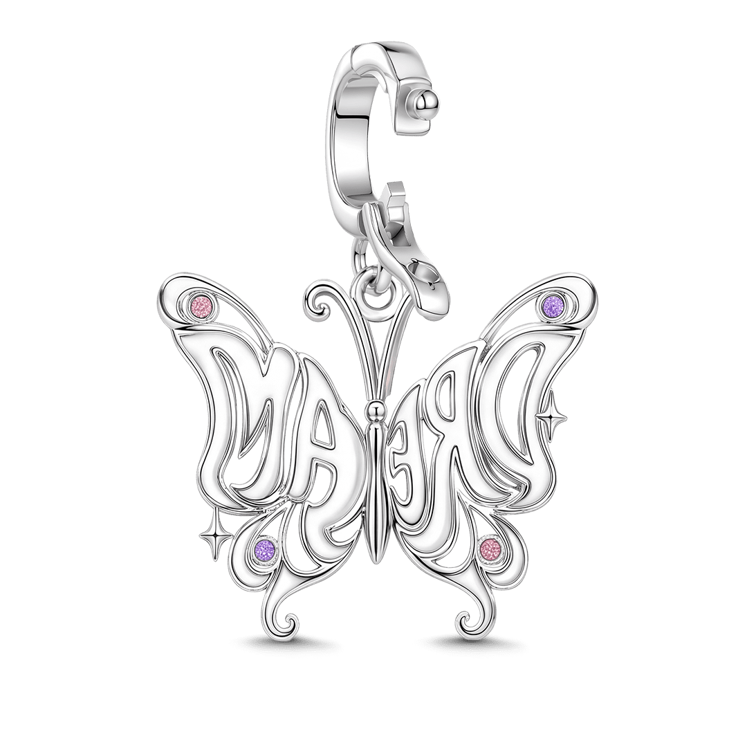 Gnoce Dream Big Butterfly Clasp Dangle Charm Platinum-plated Silver Blend_6