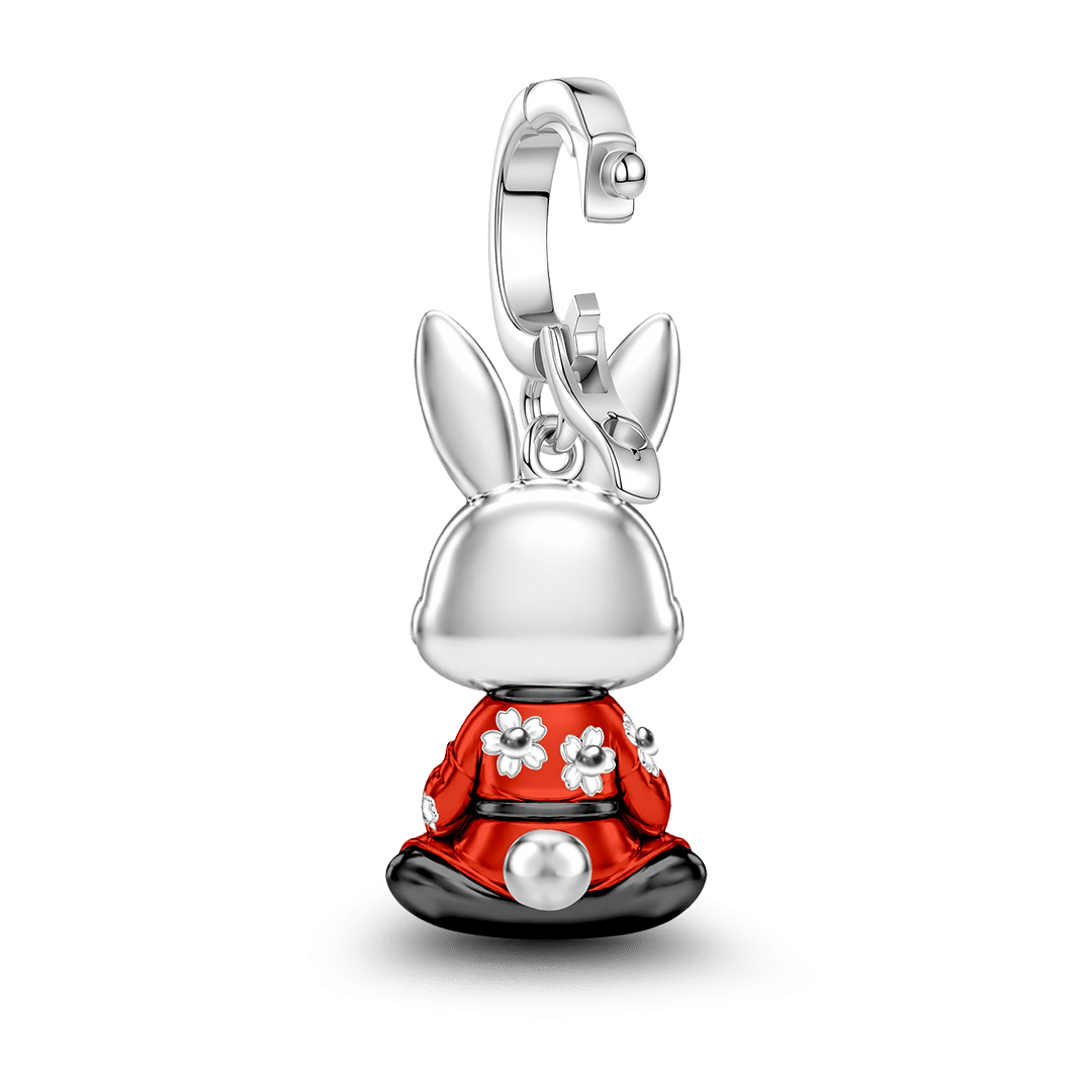 Gnoce Serenity Rabbit Guardian Clasp Dangle Charm Platinum-plated Silver Blend_7