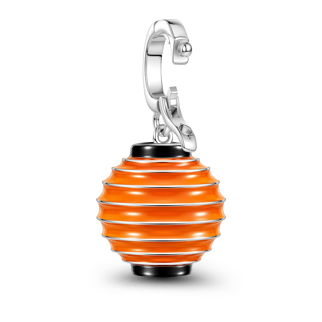Gnoce Glow In Dark Halloween Japanese Round Monster Lantern Clasp Dangle Charm Platinum-plated Silver Blend_7