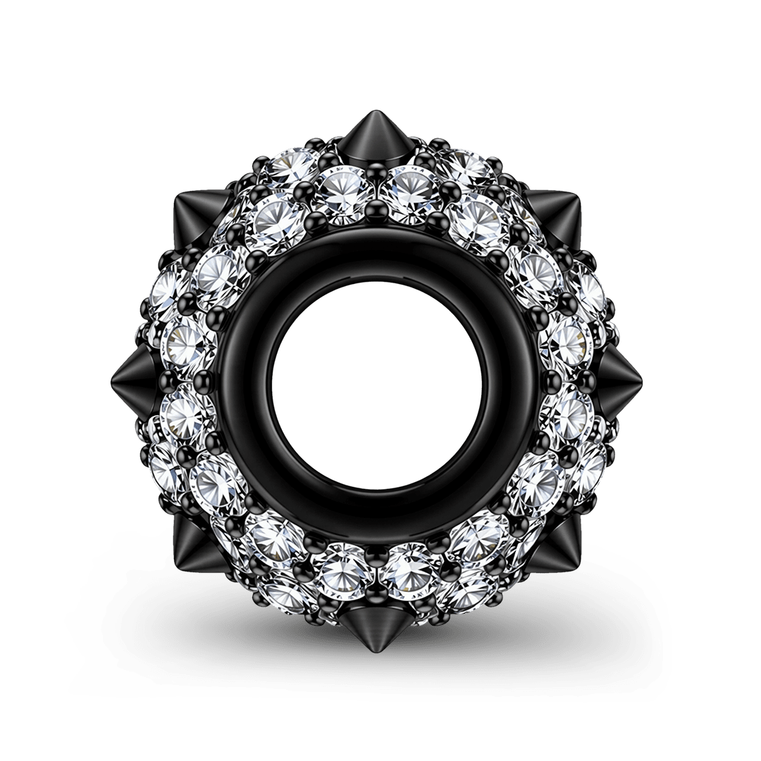 Gnoce British Punk Spiked Crystal Bead Charm Platinum‑plated Silver Blend_5