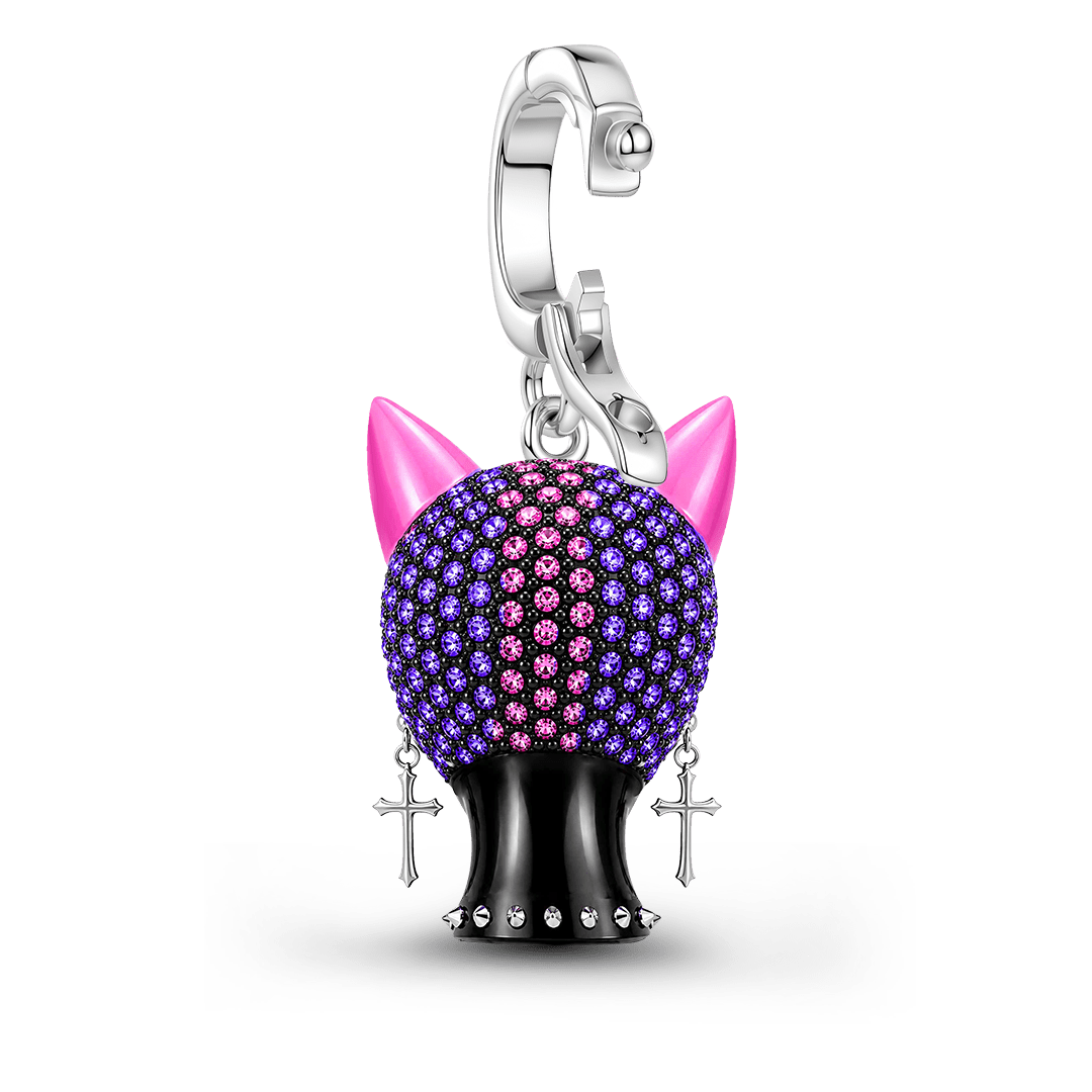 Gnoce Halloween British Punk Cool Skull Cat‑ear Clasp Dangle Charm Platinum‑plated Silver Blend_6