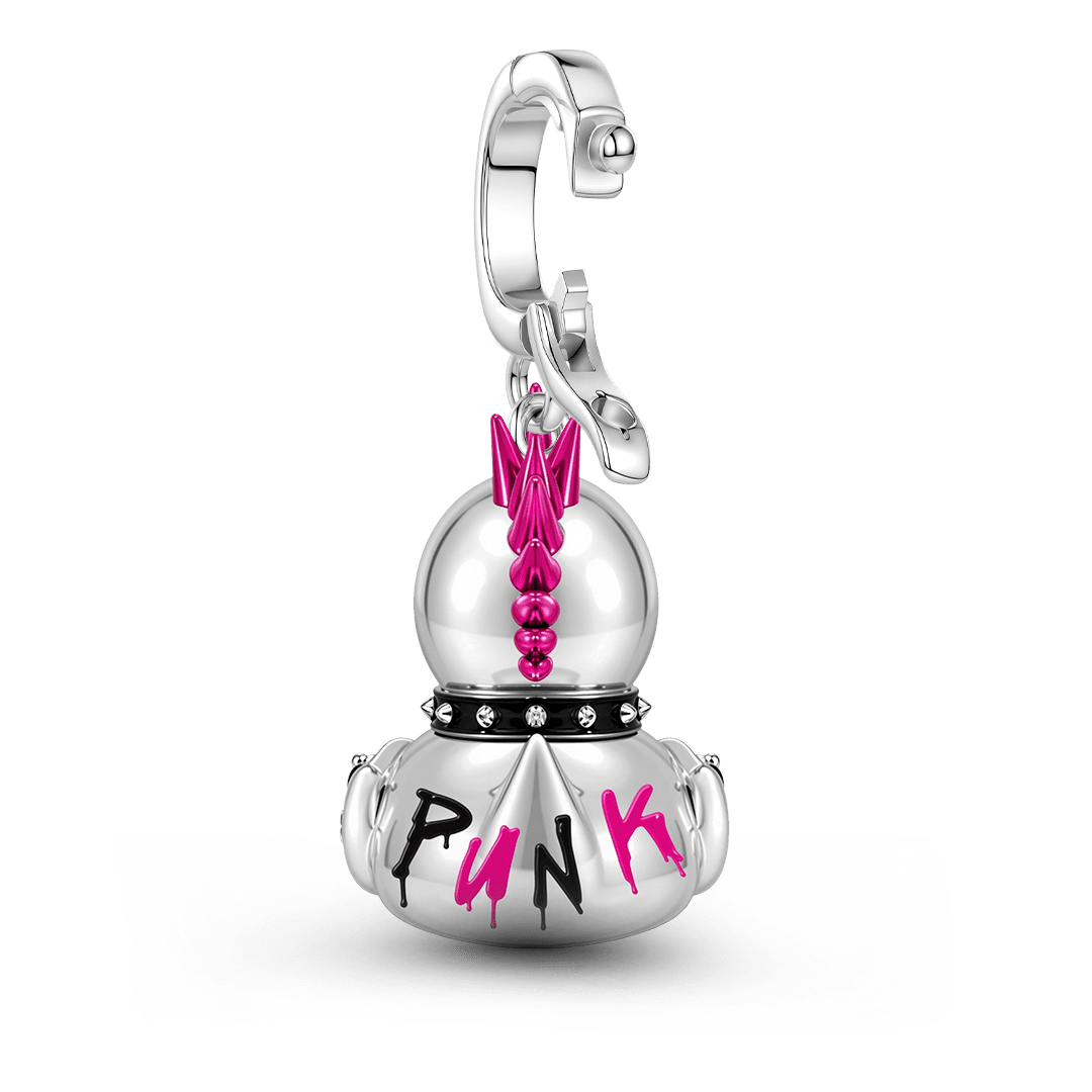 Gnoce Glow-in-the-Dark British Punk Duck Clasp Dangle Charm Platinum‑plated Silver Blend_7