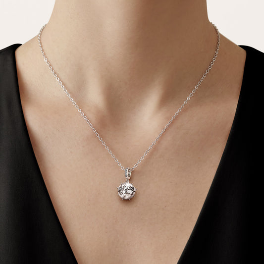 Gnoce British Punk Engravable Spiked World Globe Clasp Dangle Charm Platinum‑plated Silver Blend_2
