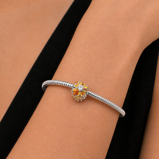 Gnoce Sunflower and Bee Bead Platinum-plated Silver Blend_2