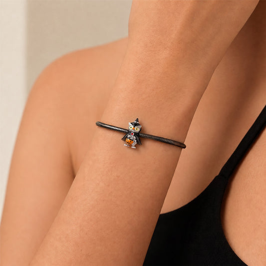 Gnoce Halloween Glow-in-the-Dark Wizard Owl Birthstone Bead Platinum-plated Silver Blend_3